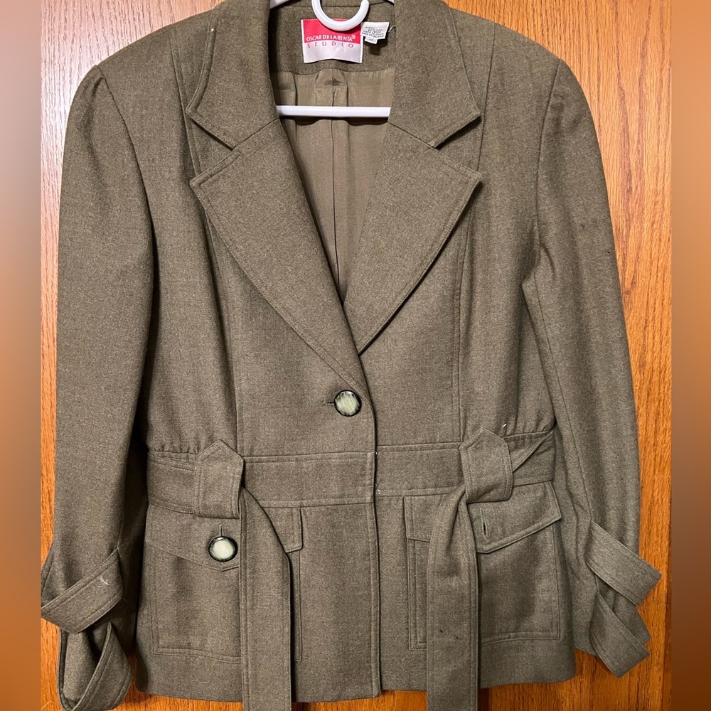 Vintage Oscar de la renta military style wool jacket 12 EUC
